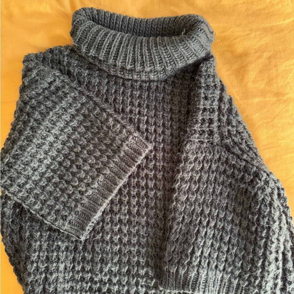 Plenty by Tracy Reese Slouchy Shortsleeve Turtleneck, chunky knit, DARK Green
